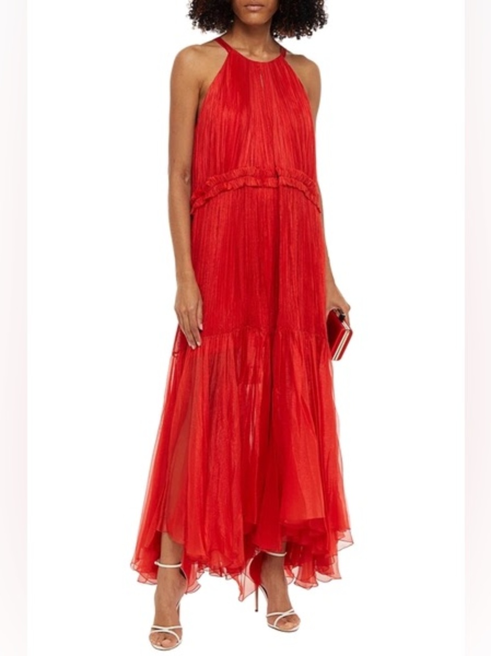 Maria Lucia Honan Silk-Blend Maxi Dress 100% Silk